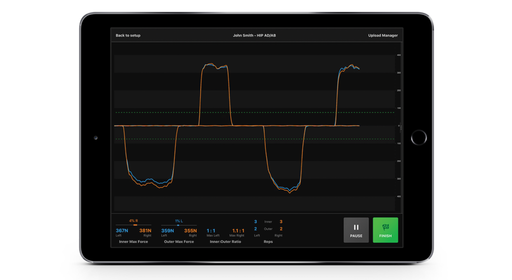 Real-time biofeedback in the ForceFrame app